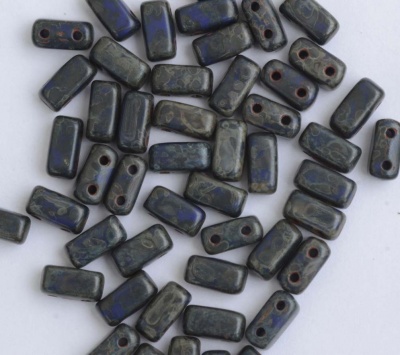 Brick Blue Indigo Picasso 33060-43480 Czech Mates Beads x 50